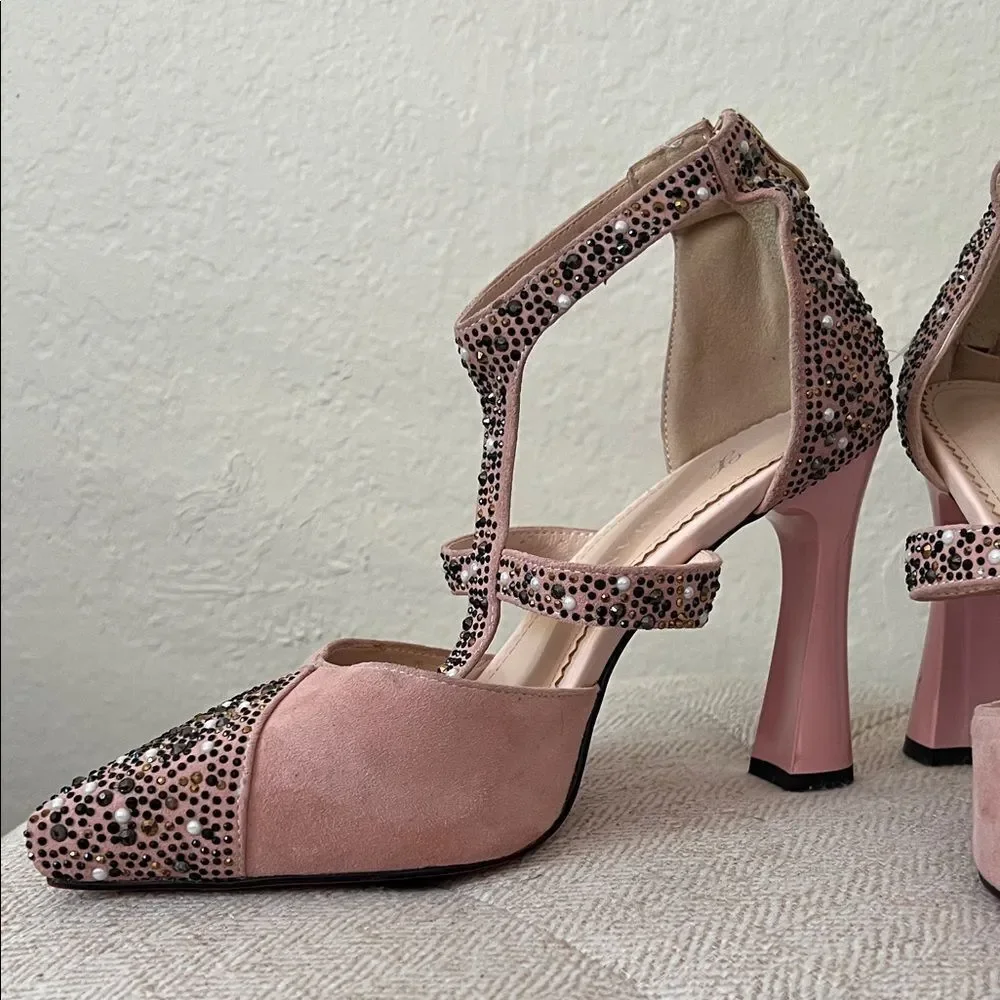 Like New! X Nisiman Rhinestone Bling Pump Blush Pink in Size 6/6.5 US